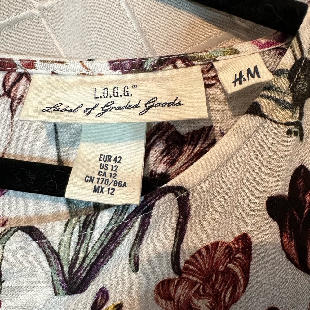 L.O.G.G. Label Of Graded Goods by H&M Long Sleeve White Floral Shift Dre… - Picture 4 of 8